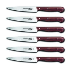 Victorinox Rosewood 6-Piece 4.75" Pointed-Tip Straight Blade Steak Knife Set